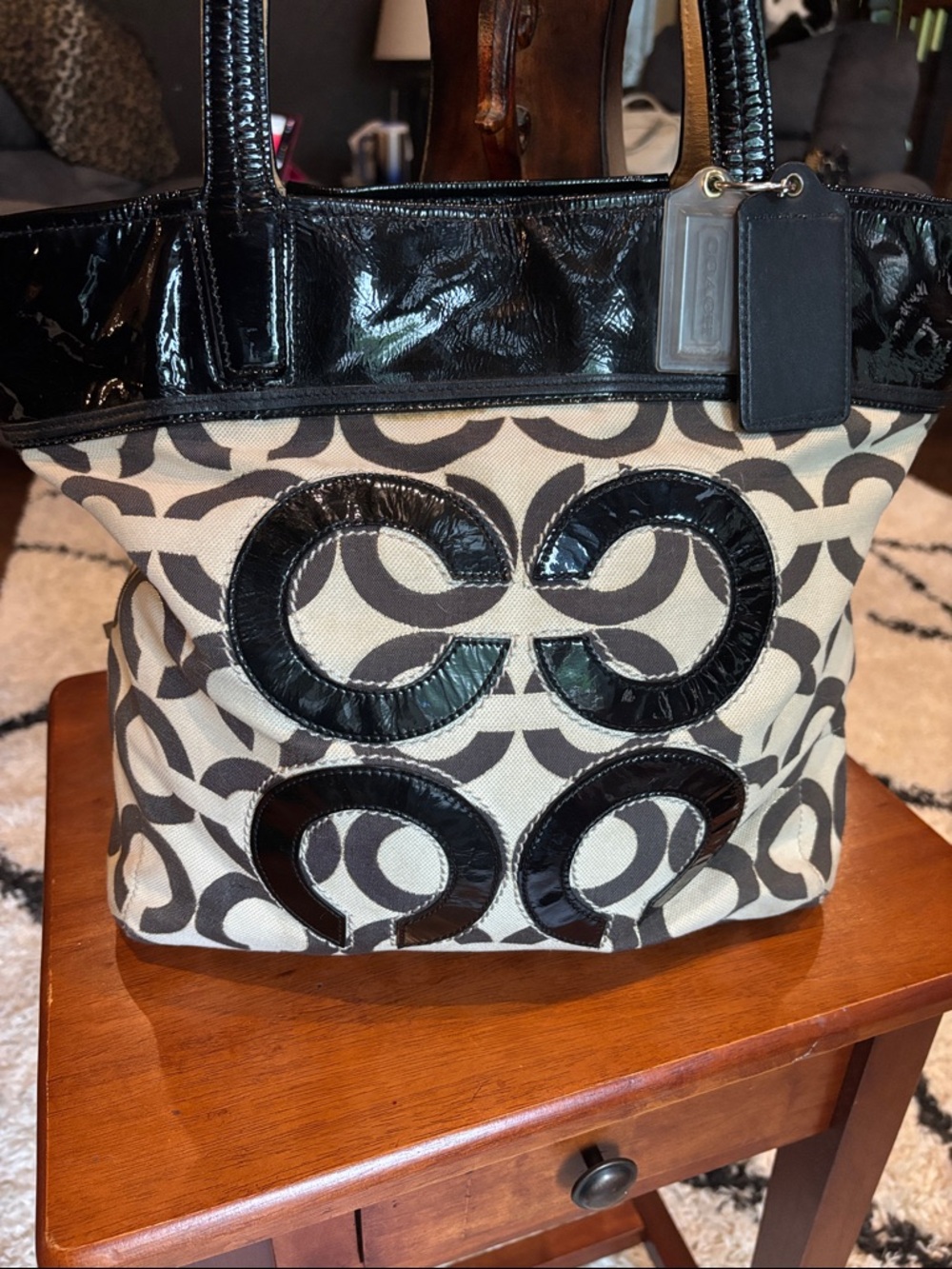 Coach Op Art Glam Tote, style 17035,